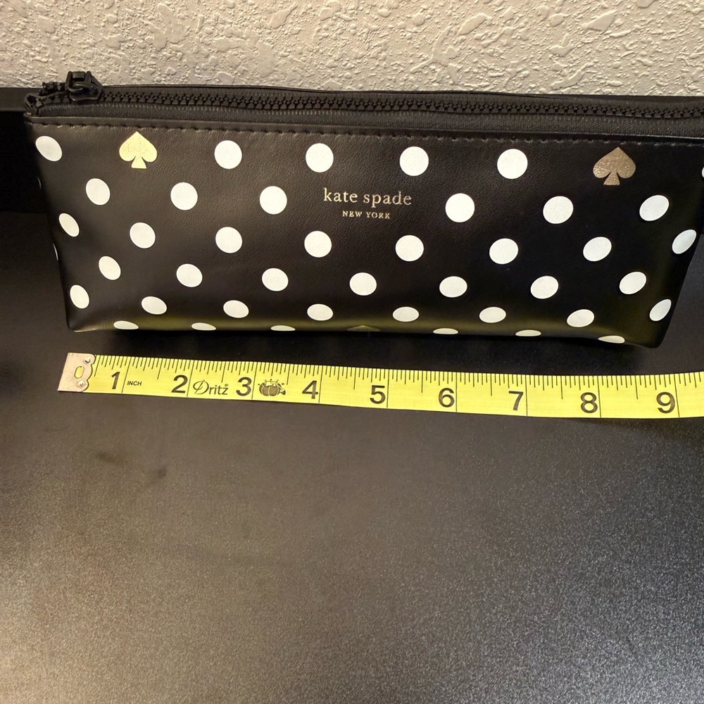 kate spade ♠️ Black and White Polka Dot Cosmetic/Pencil Pouch - Picture 4 of 6